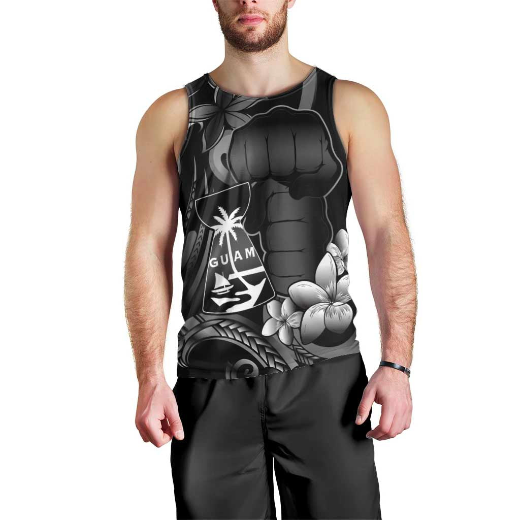 Black Hafa Adai Guam Men Tank Top Chamorro Latte Stone Hand With Plumeria