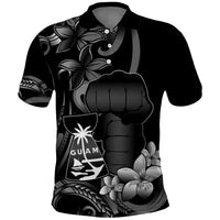 Black Hafa Adai Guam Polo Shirt Chamorro Latte Stone Hand With Plumeria
