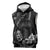 Black Hafa Adai Guam Sleeveless Hoodie Chamorro Latte Stone Hand With Plumeria - Polynesian Pride