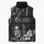 Black Hafa Adai Guam Sleeveless Puffer Jacket Chamorro Latte Stone Hand With Plumeria - Polynesian Pride