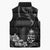 Black Hafa Adai Guam Sleeveless Puffer Jacket Chamorro Latte Stone Hand With Plumeria - Polynesian Pride