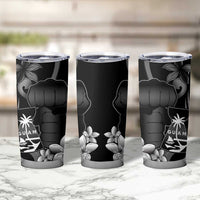 Black Hafa Adai Guam Tumbler Cup Chamorro Latte Stone Hand With Plumeria