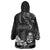 Black Hafa Adai Guam Wearable Blanket Hoodie Chamorro Latte Stone Hand With Plumeria