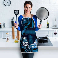 Blue Hafa Adai Guam Apron Chamorro Latte Stone Hand With Plumeria - Polynesian Pride