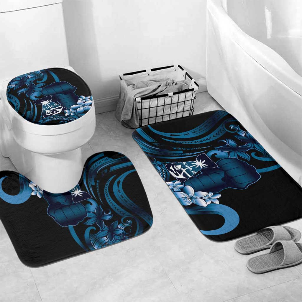 Blue Hafa Adai Guam Bathroom Set Chamorro Latte Stone Hand With Plumeria - Polynesian Pride