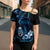 Blue Hafa Adai Guam Cross Shoulder Shirt Chamorro Latte Stone Hand With Plumeria - Polynesian Pride