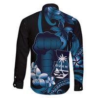 Blue Hafa Adai Guam Family Matching Short Sleeve Bodycon Dress and Hawaiian Shirt Chamorro Latte Stone Hand With Plumeria LT14 - Polynesian Pride