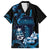 Blue Hafa Adai Guam Family Matching Summer Maxi Dress and Hawaiian Shirt Chamorro Latte Stone Hand With Plumeria