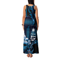 Blue Hafa Adai Guam Family Matching Tank Maxi Dress and Hawaiian Shirt Chamorro Latte Stone Hand With Plumeria LT14 - Polynesian Pride