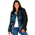 Blue Hafa Adai Guam Padded Jacket Chamorro Latte Stone Hand With Plumeria - Polynesian Pride