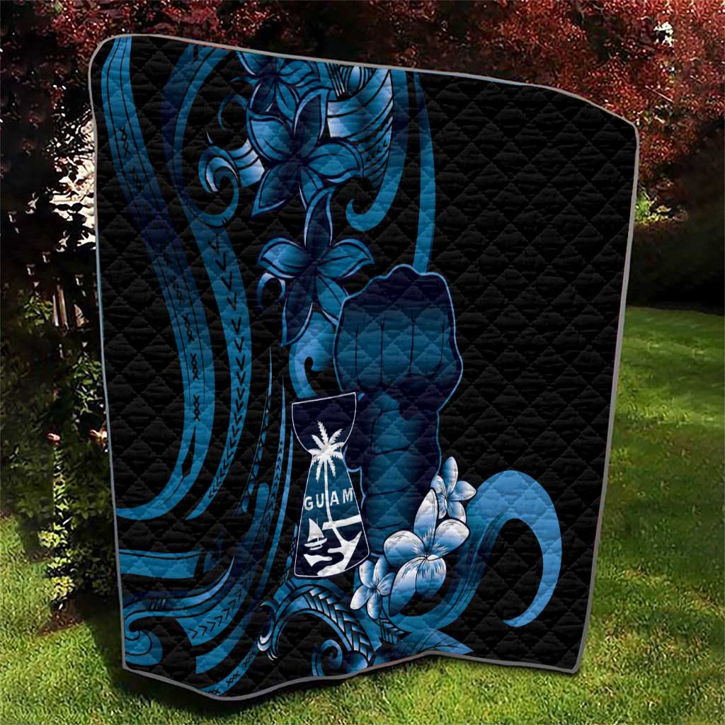 Blue Hafa Adai Guam Quilt Chamorro Latte Stone Hand With Plumeria