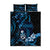 Blue Hafa Adai Guam Quilt Bed Set Chamorro Latte Stone Hand With Plumeria