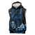 Blue Hafa Adai Guam Sleeveless Hoodie Chamorro Latte Stone Hand With Plumeria - Polynesian Pride
