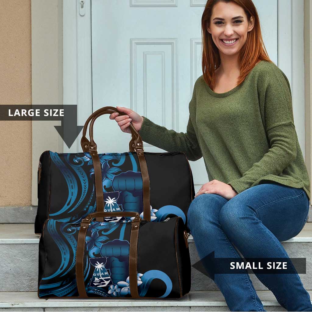 Blue Hafa Adai Guam Travel Bag Chamorro Latte Stone Hand With Plumeria - Polynesian Pride