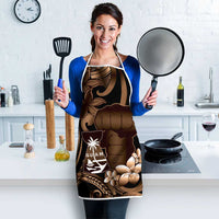 Brown Hafa Adai Guam Apron Chamorro Latte Stone Hand With Plumeria - Polynesian Pride