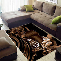 Brown Hafa Adai Guam Area Rug Chamorro Latte Stone Hand With Plumeria