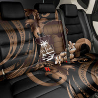 Brown Hafa Adai Guam Back Car Seat Cover Chamorro Latte Stone Hand With Plumeria