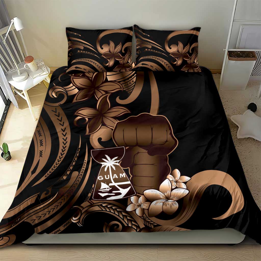 Brown Hafa Adai Guam Bedding Set Chamorro Latte Stone Hand With Plumeria