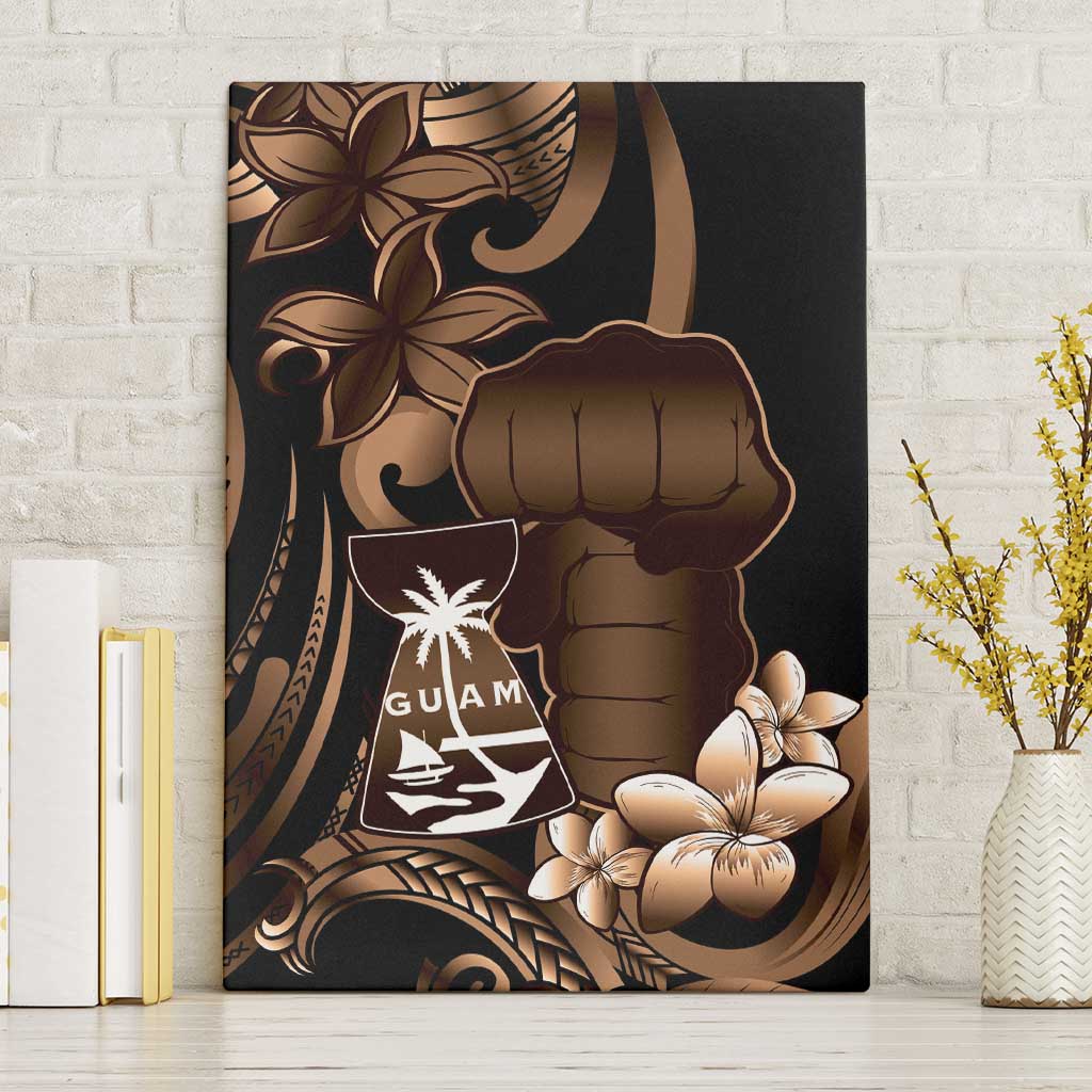 Brown Hafa Adai Guam Canvas Wall Art Chamorro Latte Stone Hand With Plumeria