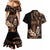Brown Hafa Adai Guam Couples Matching Mermaid Dress and Hawaiian Shirt Chamorro Latte Stone Hand With Plumeria