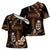 Brown Hafa Adai Guam Cross Shoulder Shirt Chamorro Latte Stone Hand With Plumeria - Polynesian Pride