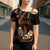 Brown Hafa Adai Guam Cross Shoulder Shirt Chamorro Latte Stone Hand With Plumeria - Polynesian Pride