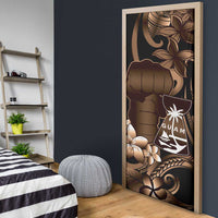Brown Hafa Adai Guam Door Cover Chamorro Latte Stone Hand With Plumeria LT14 - Polynesian Pride