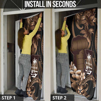 Brown Hafa Adai Guam Door Cover Chamorro Latte Stone Hand With Plumeria LT14 - Polynesian Pride