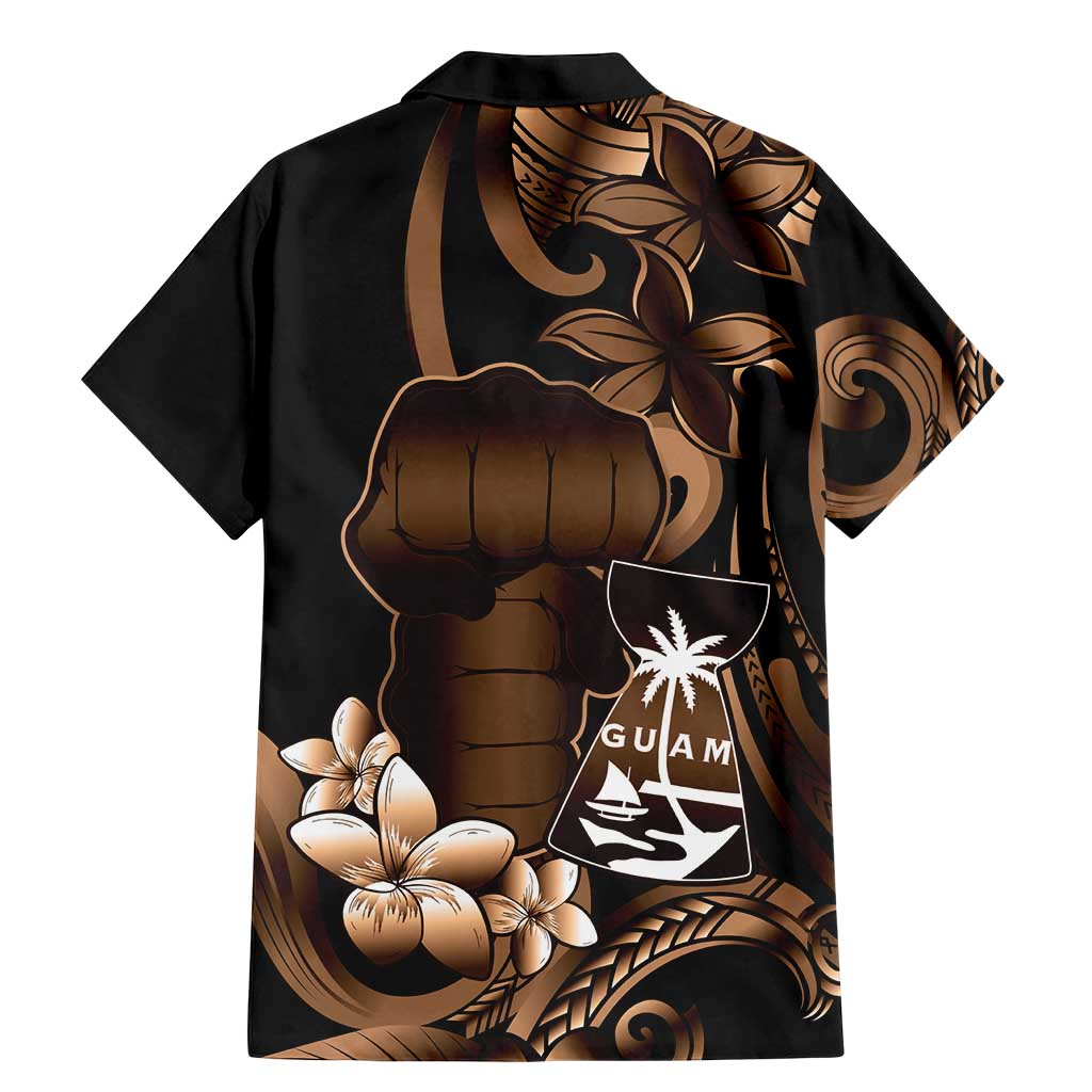 Brown Hafa Adai Guam Family Matching Mermaid Dress and Hawaiian Shirt Chamorro Latte Stone Hand With Plumeria LT14 - Polynesian Pride