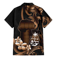 Brown Hafa Adai Guam Family Matching Mermaid Dress and Hawaiian Shirt Chamorro Latte Stone Hand With Plumeria LT14 - Polynesian Pride