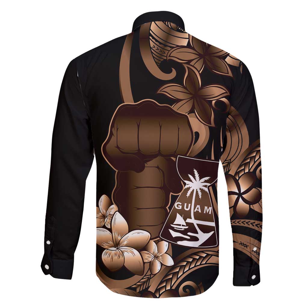 Brown Hafa Adai Guam Family Matching Mermaid Dress and Hawaiian Shirt Chamorro Latte Stone Hand With Plumeria LT14 - Polynesian Pride