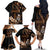 Brown Hafa Adai Guam Family Matching Off The Shoulder Long Sleeve Dress and Hawaiian Shirt Chamorro Latte Stone Hand With Plumeria