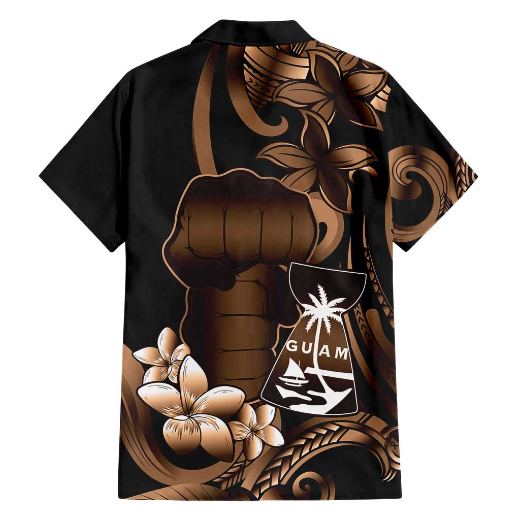 Brown Hafa Adai Guam Family Matching Short Sleeve Bodycon Dress and Hawaiian Shirt Chamorro Latte Stone Hand With Plumeria LT14 - Polynesian Pride