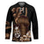 Brown Hafa Adai Guam Hockey Jersey Chamorro Latte Stone Hand With Plumeria - Polynesian Pride