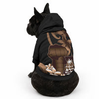 Brown Hafa Adai Guam Pet Hoodie Chamorro Latte Stone Hand With Plumeria LT14 - Polynesian Pride
