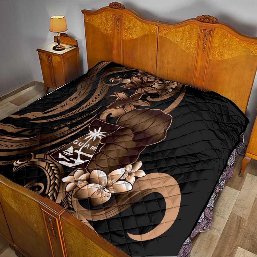 Brown Hafa Adai Guam Quilt Chamorro Latte Stone Hand With Plumeria