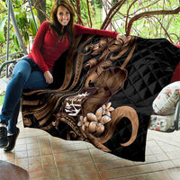 Brown Hafa Adai Guam Quilt Chamorro Latte Stone Hand With Plumeria