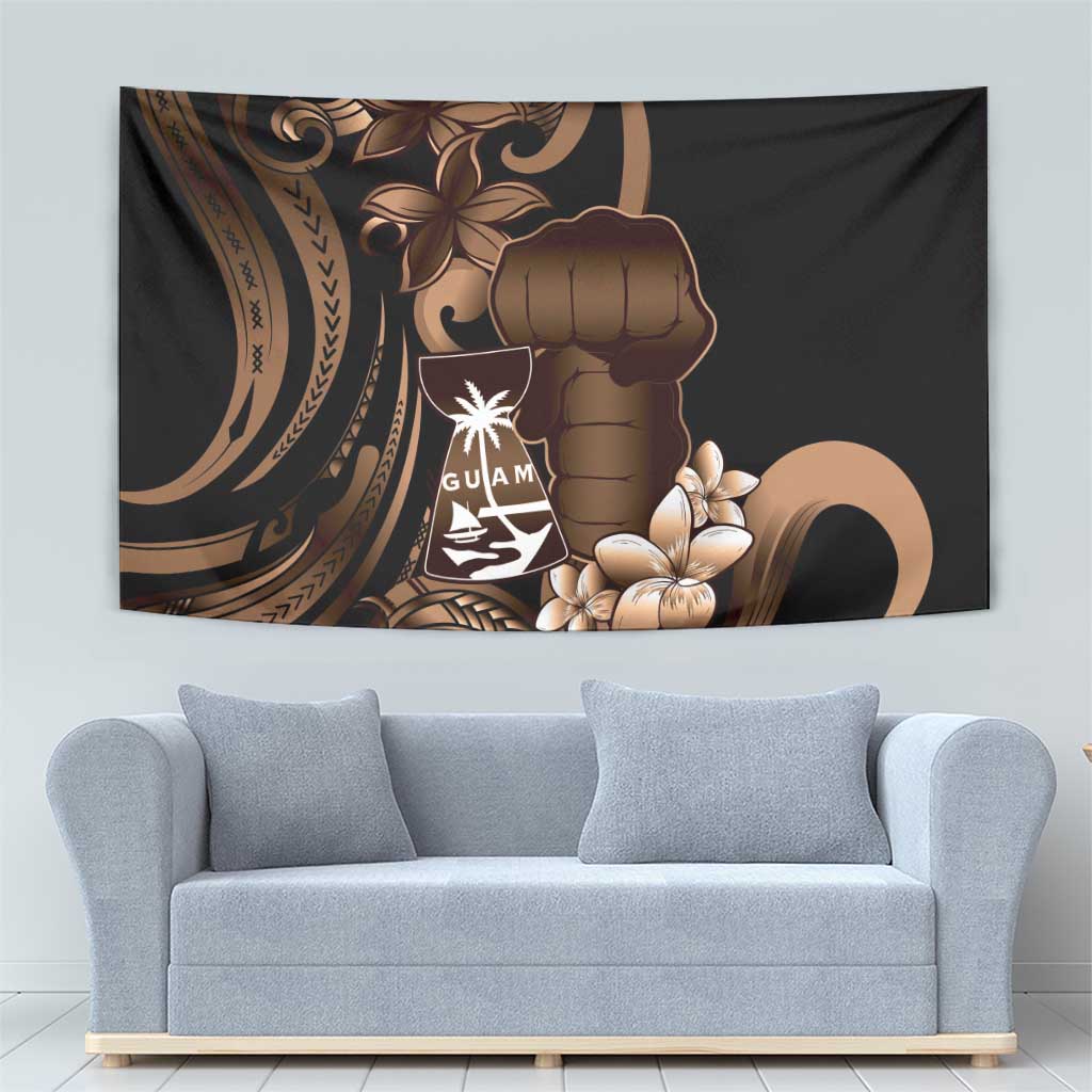 Brown Hafa Adai Guam Tapestry Chamorro Latte Stone Hand With Plumeria