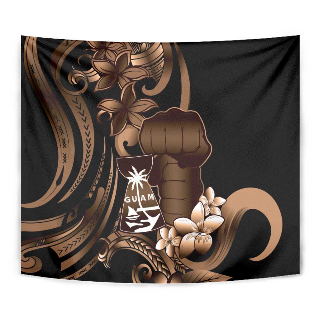 Brown Hafa Adai Guam Tapestry Chamorro Latte Stone Hand With Plumeria