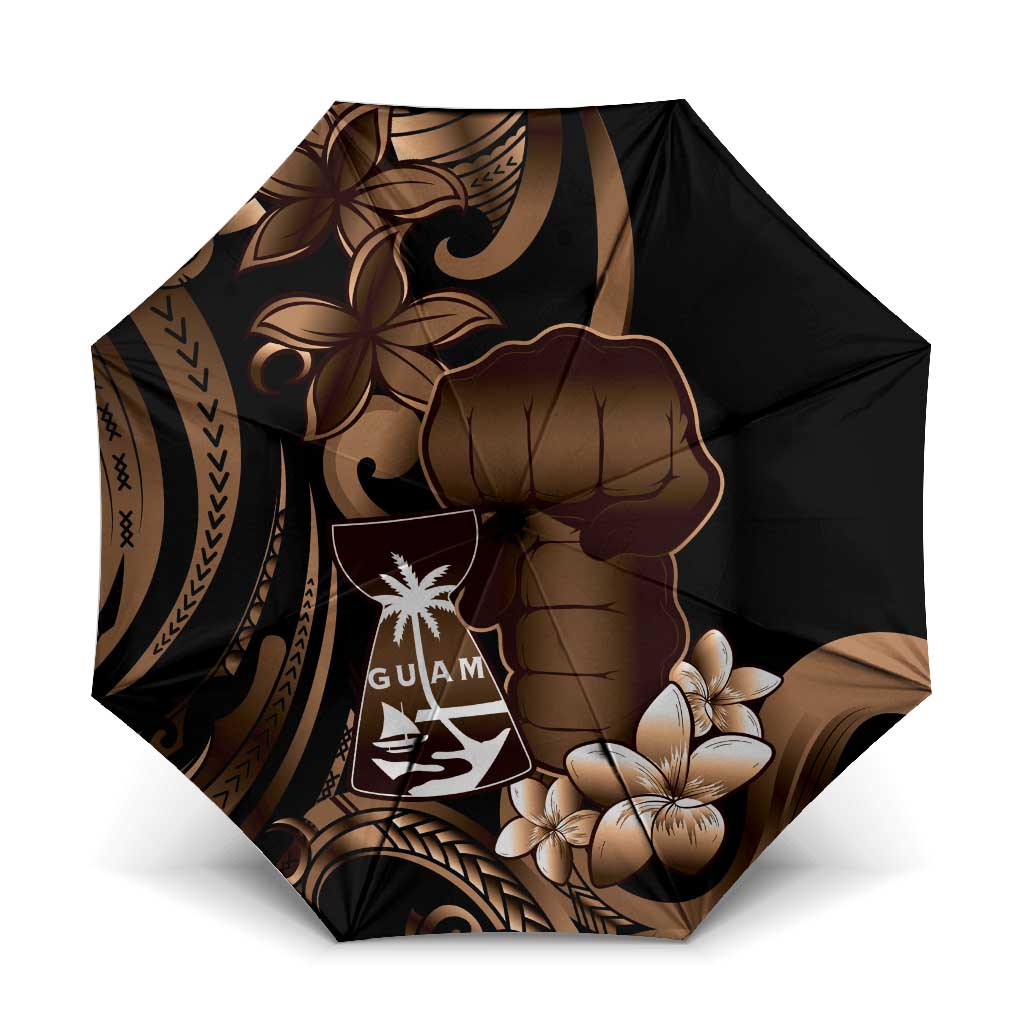 Brown Hafa Adai Guam Umbrella Chamorro Latte Stone Hand With Plumeria - Polynesian Pride