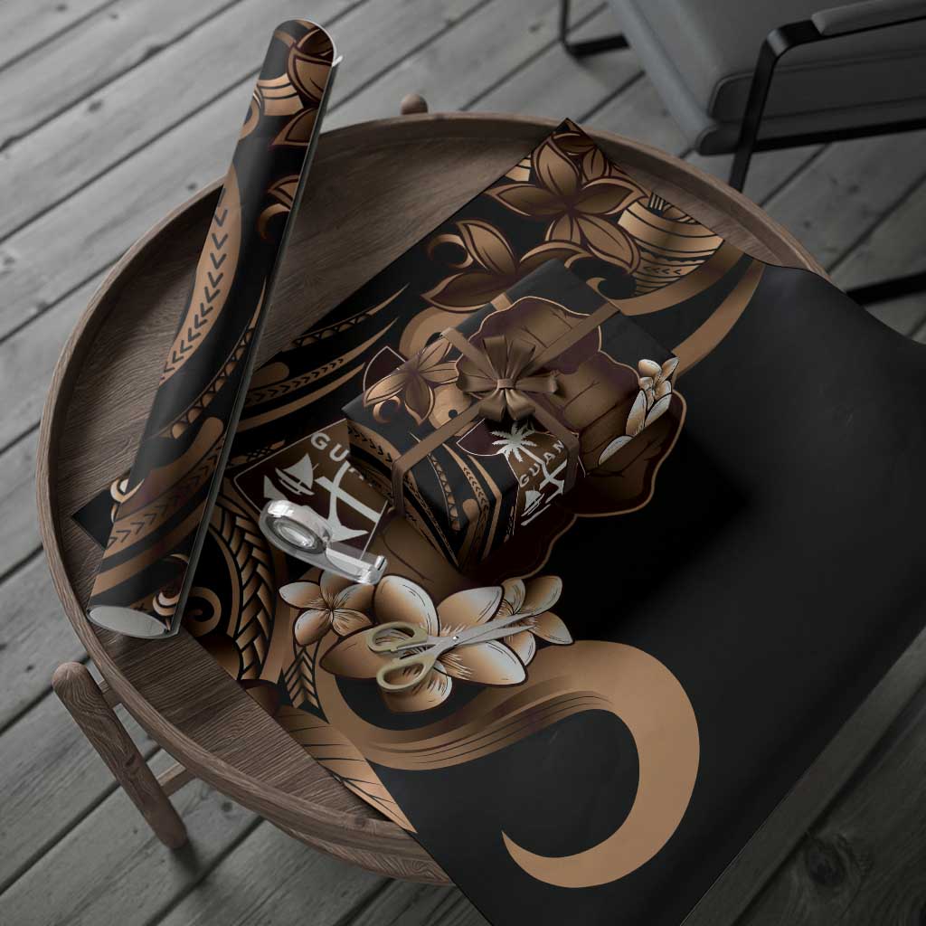 Brown Hafa Adai Guam Wrapping Paper Chamorro Latte Stone Hand With Plumeria - Polynesian Pride