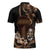 Brown Hafa Adai Guam Zipper Polo Shirt Chamorro Latte Stone Hand With Plumeria - Polynesian Pride
