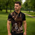 Brown Hafa Adai Guam Zipper Polo Shirt Chamorro Latte Stone Hand With Plumeria - Polynesian Pride