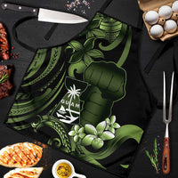Green Hafa Adai Guam Apron Chamorro Latte Stone Hand With Plumeria - Polynesian Pride