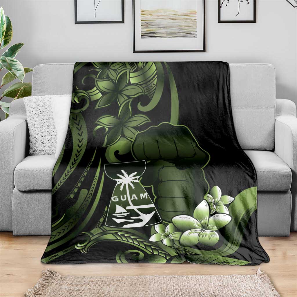 Green Hafa Adai Guam Blanket Chamorro Latte Stone Hand With Plumeria