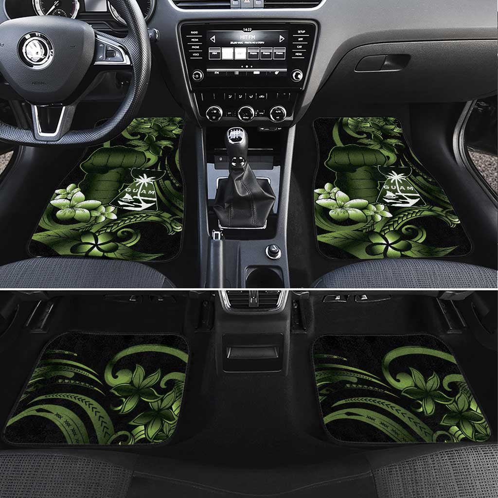 Green Hafa Adai Guam Car Mats Chamorro Latte Stone Hand With Plumeria