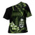 Green Hafa Adai Guam Cross Shoulder Shirt Chamorro Latte Stone Hand With Plumeria - Polynesian Pride