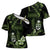 Green Hafa Adai Guam Cross Shoulder Shirt Chamorro Latte Stone Hand With Plumeria - Polynesian Pride