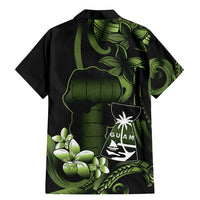 Green Hafa Adai Guam Family Matching Mermaid Dress and Hawaiian Shirt Chamorro Latte Stone Hand With Plumeria LT14 - Polynesian Pride