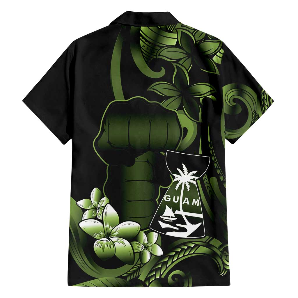 Green Hafa Adai Guam Family Matching Summer Maxi Dress and Hawaiian Shirt Chamorro Latte Stone Hand With Plumeria LT14 - Polynesian Pride
